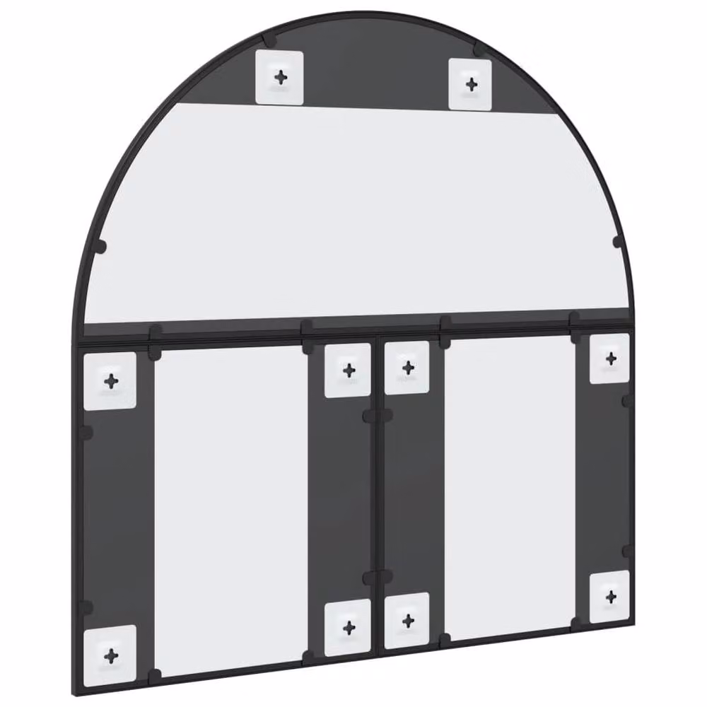Berkfield Home Arch Wall Mirror in Black Metal, W/H: 80 x 80 cm – 3