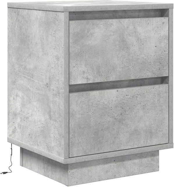 Berkfield Home Durable Bedside Cabinet with Integrated LED Lights, Concrete Grey, W: 38 cm, D: 34 cm, H: 50 cm – 1