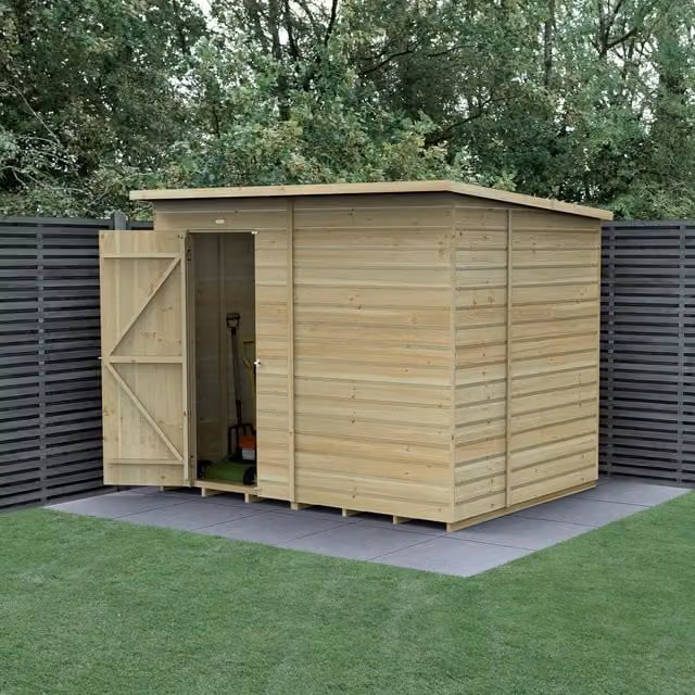 Beckwood Forest Garden Pent Shed in Brown with Foundation and Window