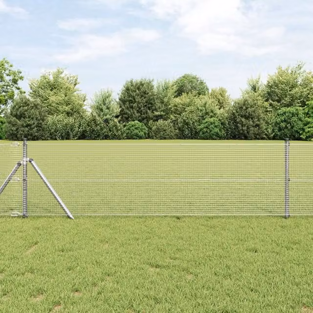 Berkfield Home Single-Bar Rectangular Welded Wire Fence, Galvanised Steel, Silver, 0.8 x 50 m – 1