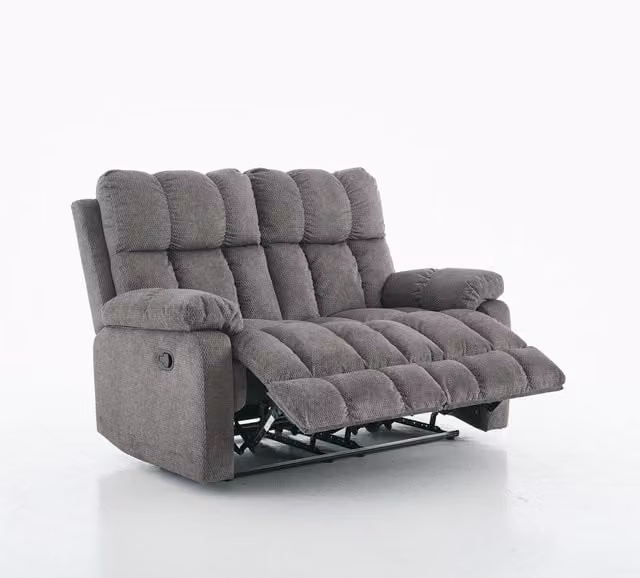 Furniture One Manual Recliner Sofa in Grey, W: 147 cm, D: 95 cm