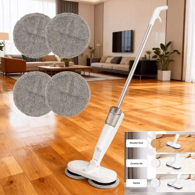 PAWNORA Cordless Electric Motorised Spray Floor Mop and Sweeping Cleaner in White