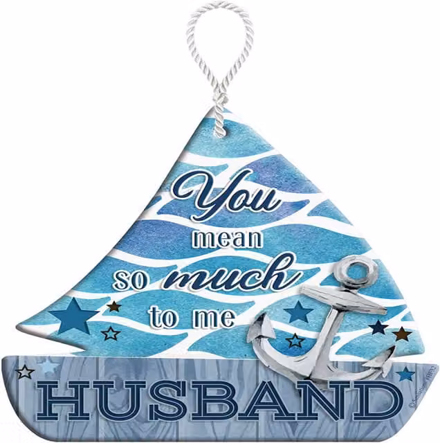 Husband HeartFelts Boat Shaped Hanging Plaque in Multicolour