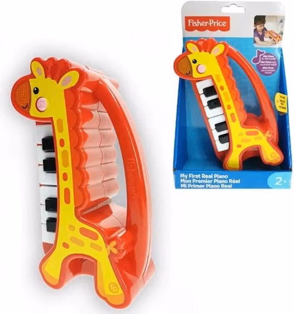 Fisher-Price My First Electronic Piano Keyboard with Built-in Music, Red