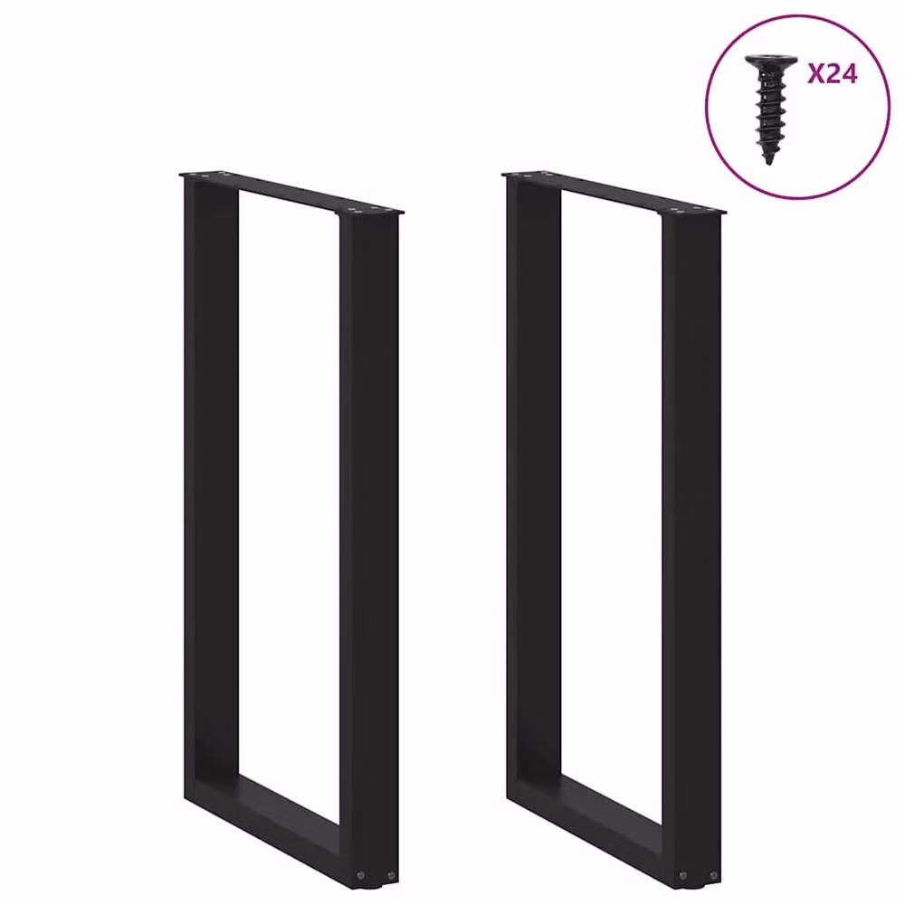Berkfield Home U-Shaped Steel Coffee Table Legs, Black, 2 Pieces, Height: 60 cm – 3