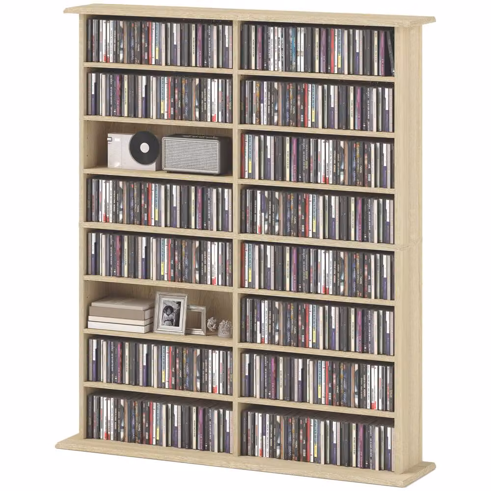 STILVORA Media Storage Unit in Sand with 12 Adjustable Shelves and Media Compartments – 3