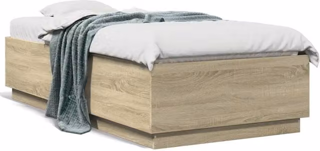 Berkfield Home Sonoma Oak Single Bed Frame in Beige, W/D/H: 90 x 190 cm – 1