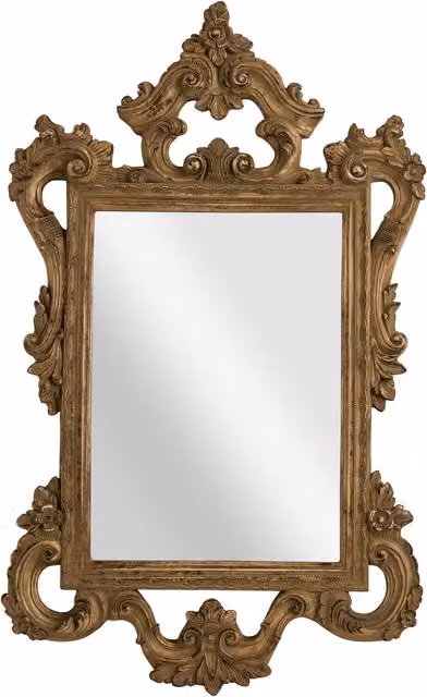Orsina Baroque Style Antique Finish Gold Wall Mirror with Floral Frame, Height: 150 cm – 1