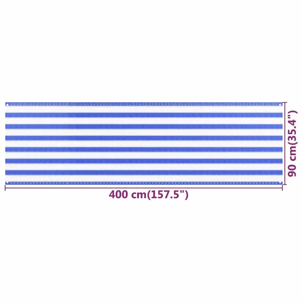 Berkfield Home Fabric Balcony Screen in Blue and White, W: 90 cm, D: 400 cm, HDPE – 4