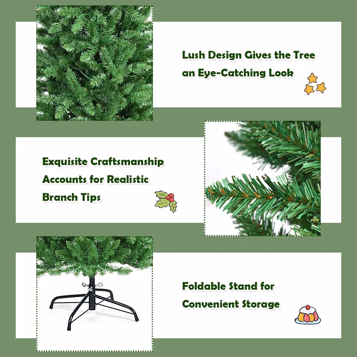 Costway 5ft Pre-lit Artificial Pencil Christmas Tree in Green with 150 Warm White Lights and 300 Tips – 4