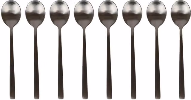 Argon Tableware Black Coated Stainless Steel Teaspoons, Set of 8