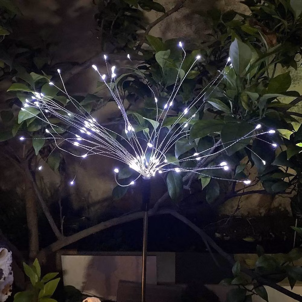 NESTLUNE Solar LED Firework Stake Starburst Lights in Cool White, 2 Pack – 3