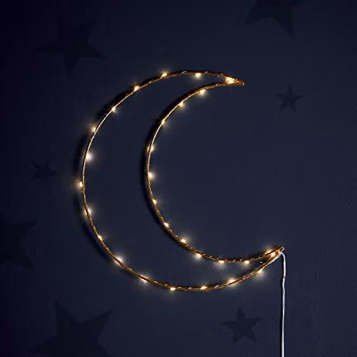 Lights4fun Gold Osby Moon Hanging Decoration with Warm White LEDs, 30cm – 2