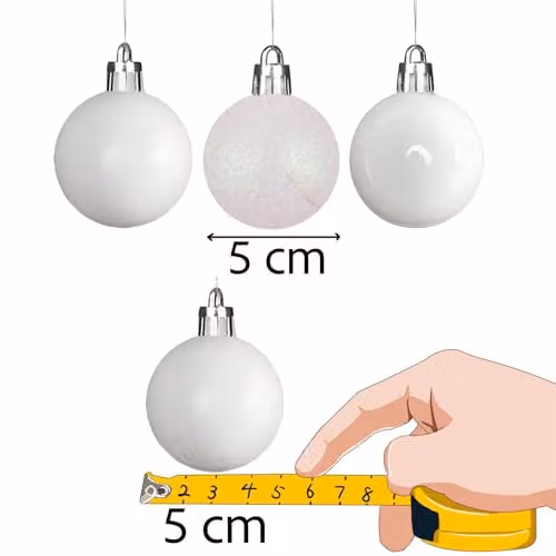 Shatchi Christmas Bauble Hanging Decorations, White and Silver, 9 Pack, Diameter: 5 cm – 2