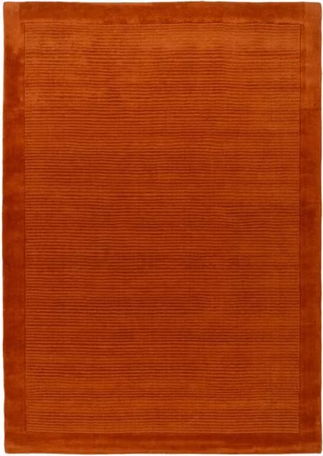 The Rug House Terracotta Natural Wool Area Rug, Orange, W: 190 cm, L: 280 cm