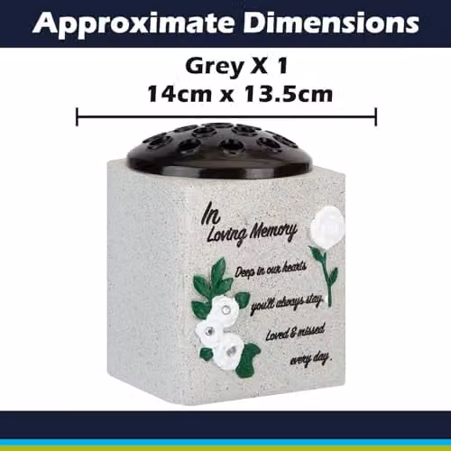 VFM e-Store Memorial Ornament Planter Pot, Grey, W: 14 cm, D: 13.5 cm – 2