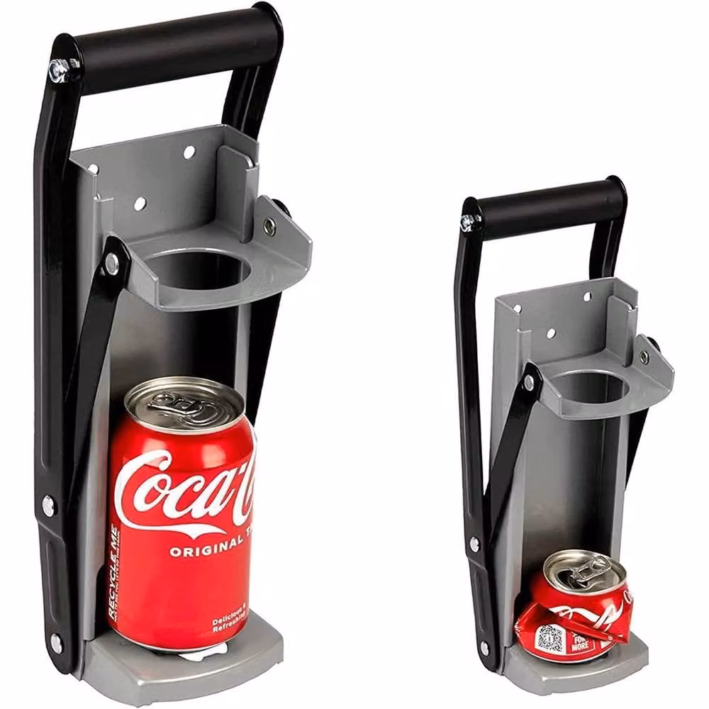 NESTLUNE Wall Mounted Metal Can Crusher for Large Beer Recycling, Grey, W: 100 cm, H: 15 cm, D: 32.5 cm – 3