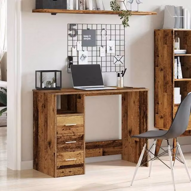 Berkfield Home Modern Writing Desk in Brown, Engineered Wood, W/D/H: 102 x 76 x 50 cm – 1