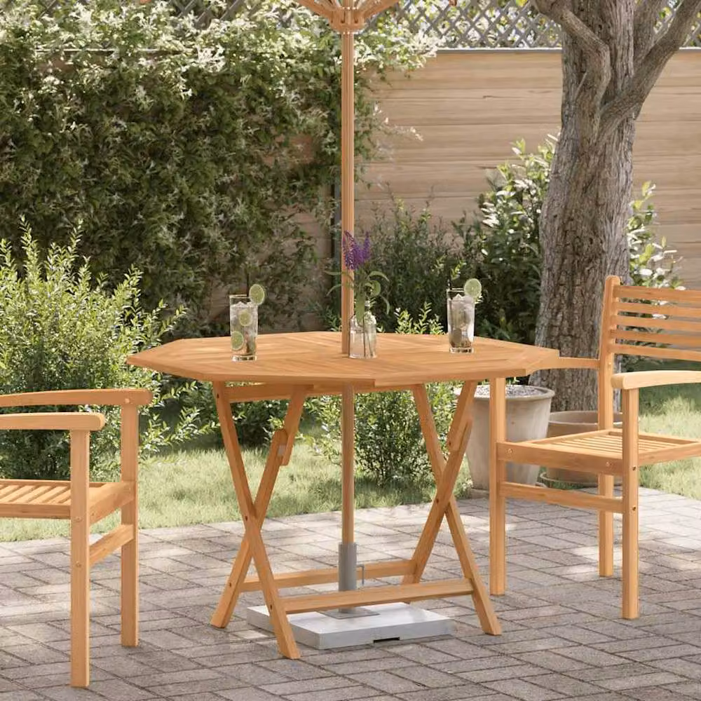 Berkfield Home Beautiful Folding Garden Table in Brown Solid Teak Wood, W/D/H: 120 x 120 x 75 cm – 2
