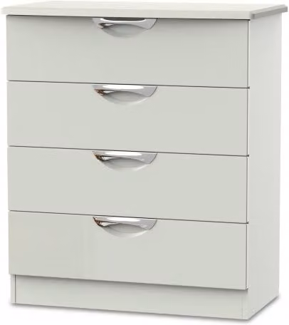 ASC Corsica Modern 4 Drawer Chest of Drawers in White Glossy Finish