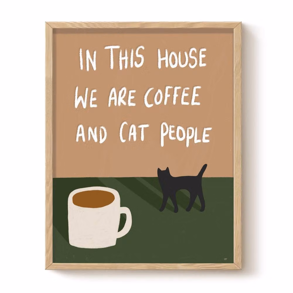 The Paper Tail Coffee & Cat People Multicolour Illustration Print, W: 14.8 cm, H: 21.0 cm – 3