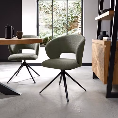 Bentley Designs Stella 360 Swivel Chair in Green Boucle – 1