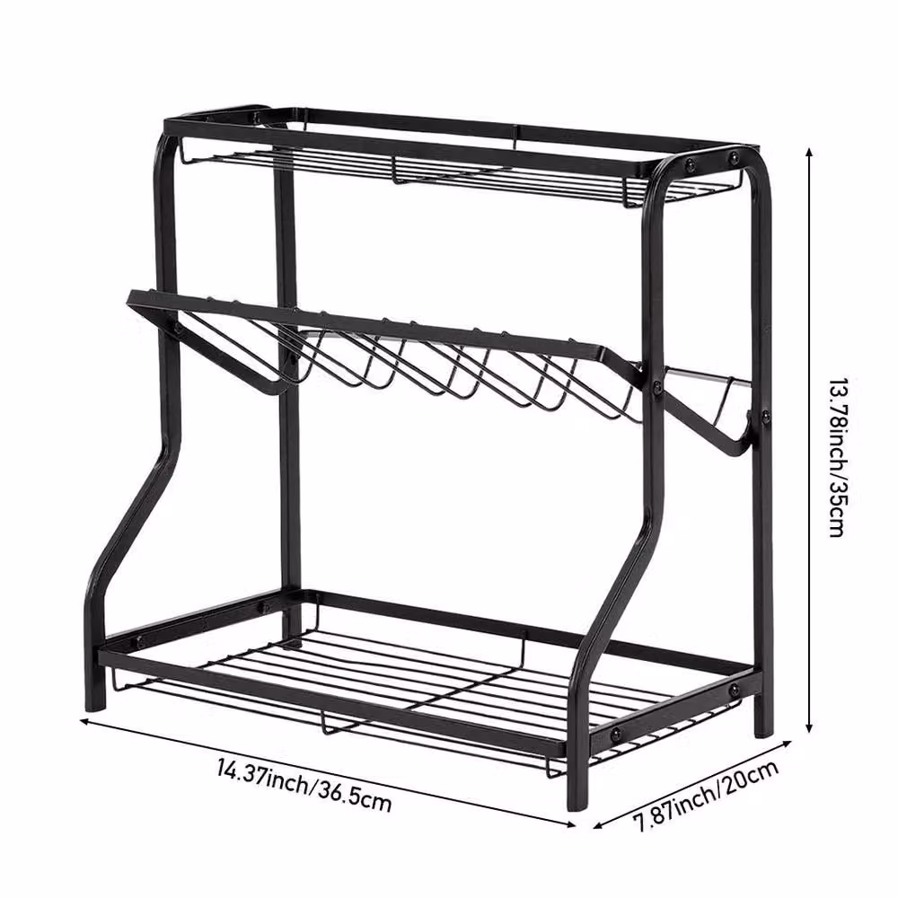 Havendro 3-Tier Black Metal and Plastic Kitchen Spice Rack Countertop Seasoning Shelf W/D/H: 36.5 x 20.0 x 35.0 cm – 2