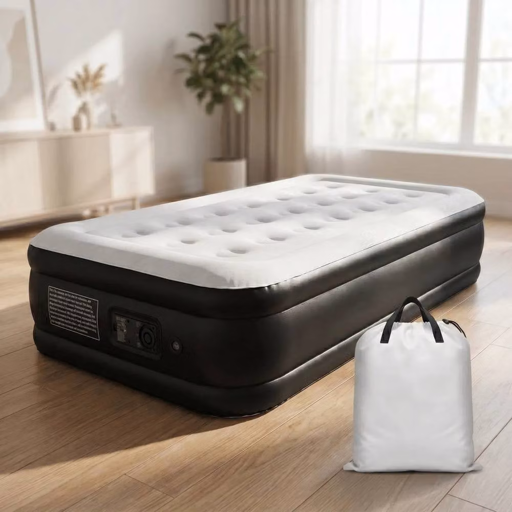 NESTLUNE Single Extra Deep Airbed with Built-in Electric Pump, Black – 3