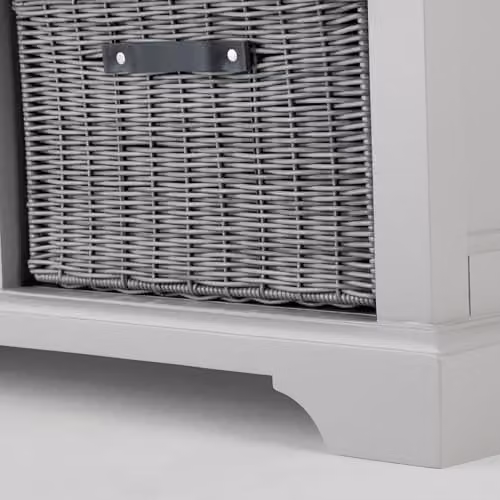 Florence Dove Grey Sideboard with 2 Drawers and 4 Removable Storage Baskets, Acacia Wood Top, W/D/H: 96 x 42 x 85 cm – 5