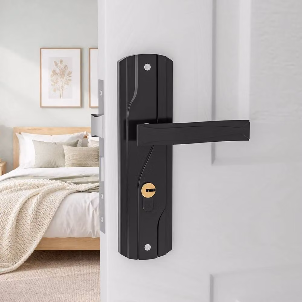 PAWNORA Matt Black Stainless Steel Lever Lock Set with Long Backplate, 2 Pack – 4