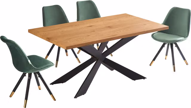 Life Interiors Sofia Duke LUX Dining Set with Rectangular Table and 4 Green Modern Chairs