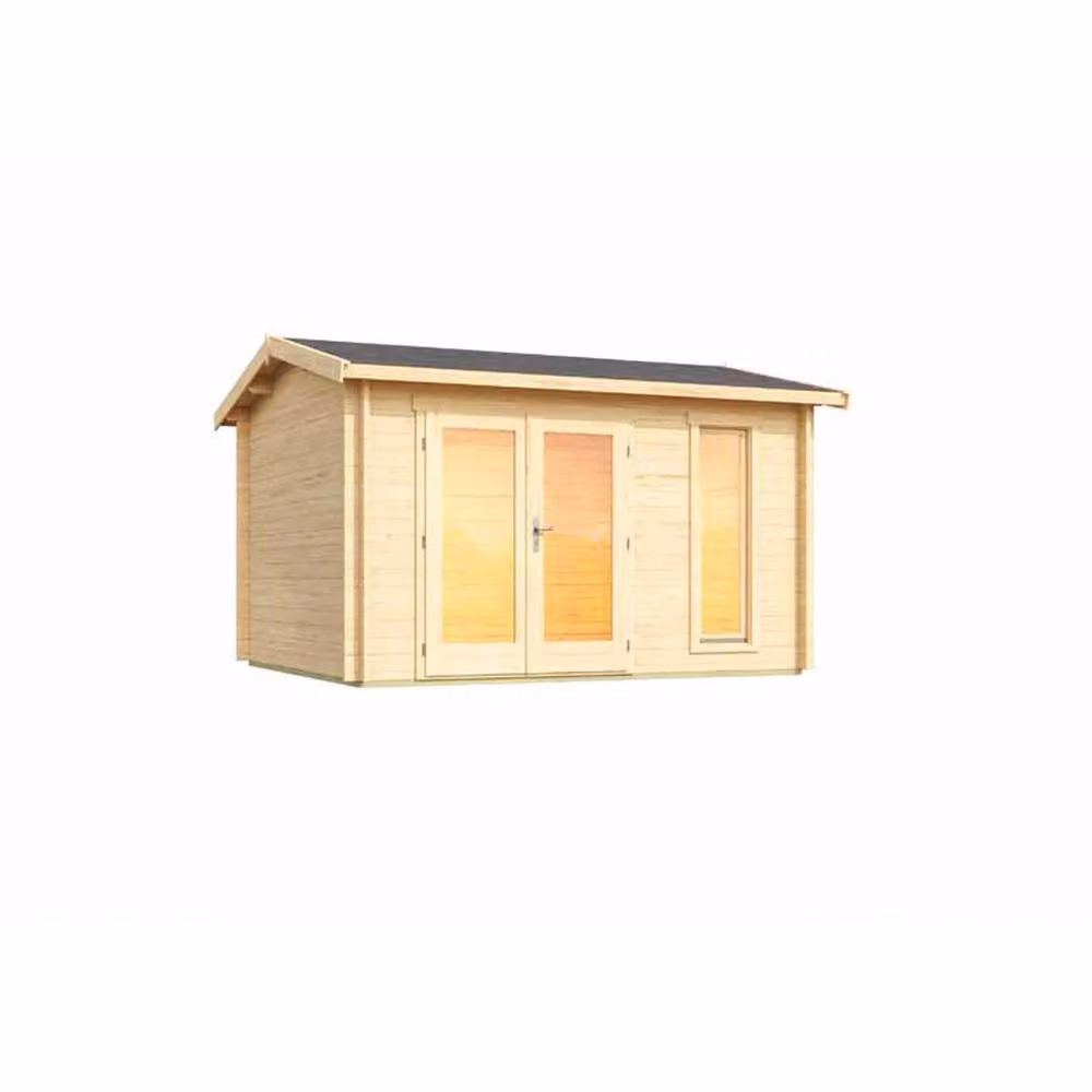 Lasita Maja Ltd Carlisle Log Cabin Garden Room and Home Office in Light Brown, W: 350.8 cm, D: 390 cm, H: 245.1 cm – 2