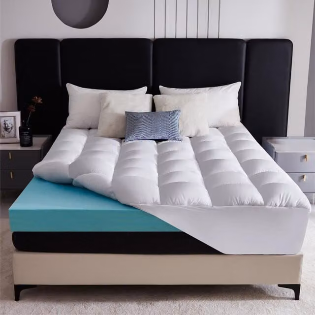 Ezysleep Combination Memory Foam and Microfibre Mattress Topper, White, Width: 135 cm