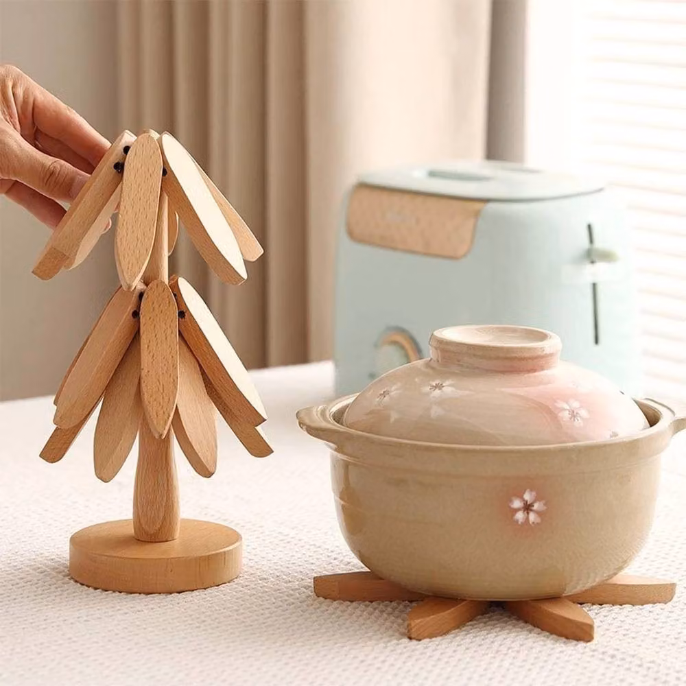 NESTLUNE Tree Shape Wooden Trivet Set in Brown, W: 100 cm, D: 15 cm – 3