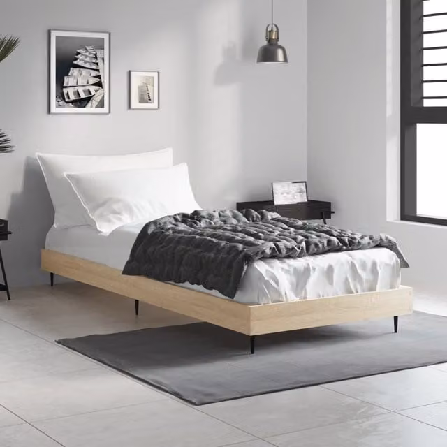 Berkfield Home Sonoma Oak Small Single Bed Frame in Brown, W/D/H: 75 x 190 cm