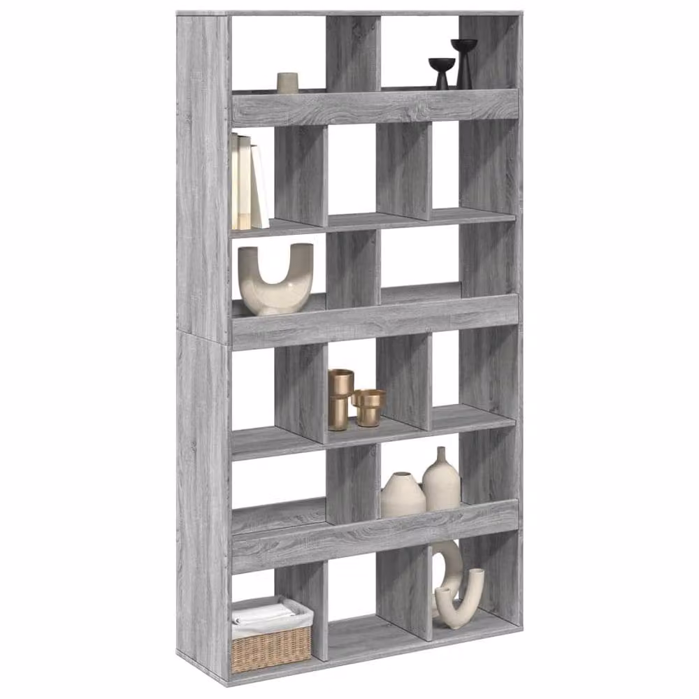 Berkfield Home Grey Sonoma Room Divider in Engineered Wood, W/D/H: 100 x 33 x 187.5 cm – 3