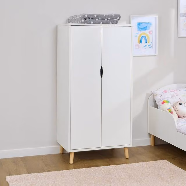 Liberty House Toys Kids Wardrobe in White and Pine with Soft Close Doors