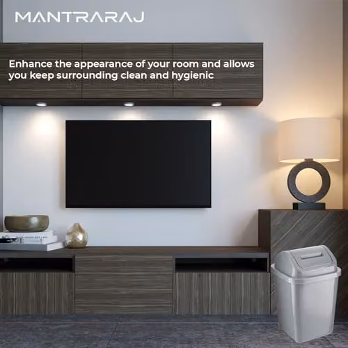 MantraRaj 5L Plastic Swing Top Bin in Grey – 5