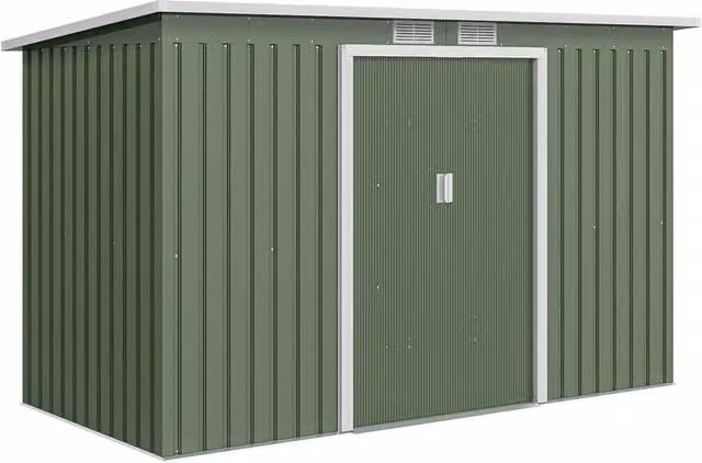 Rolipo Metal Garden Shed with Foundation Kit and Apex Roof, Light Green, W: 274 cm, D: 122 cm, H: 203 cm