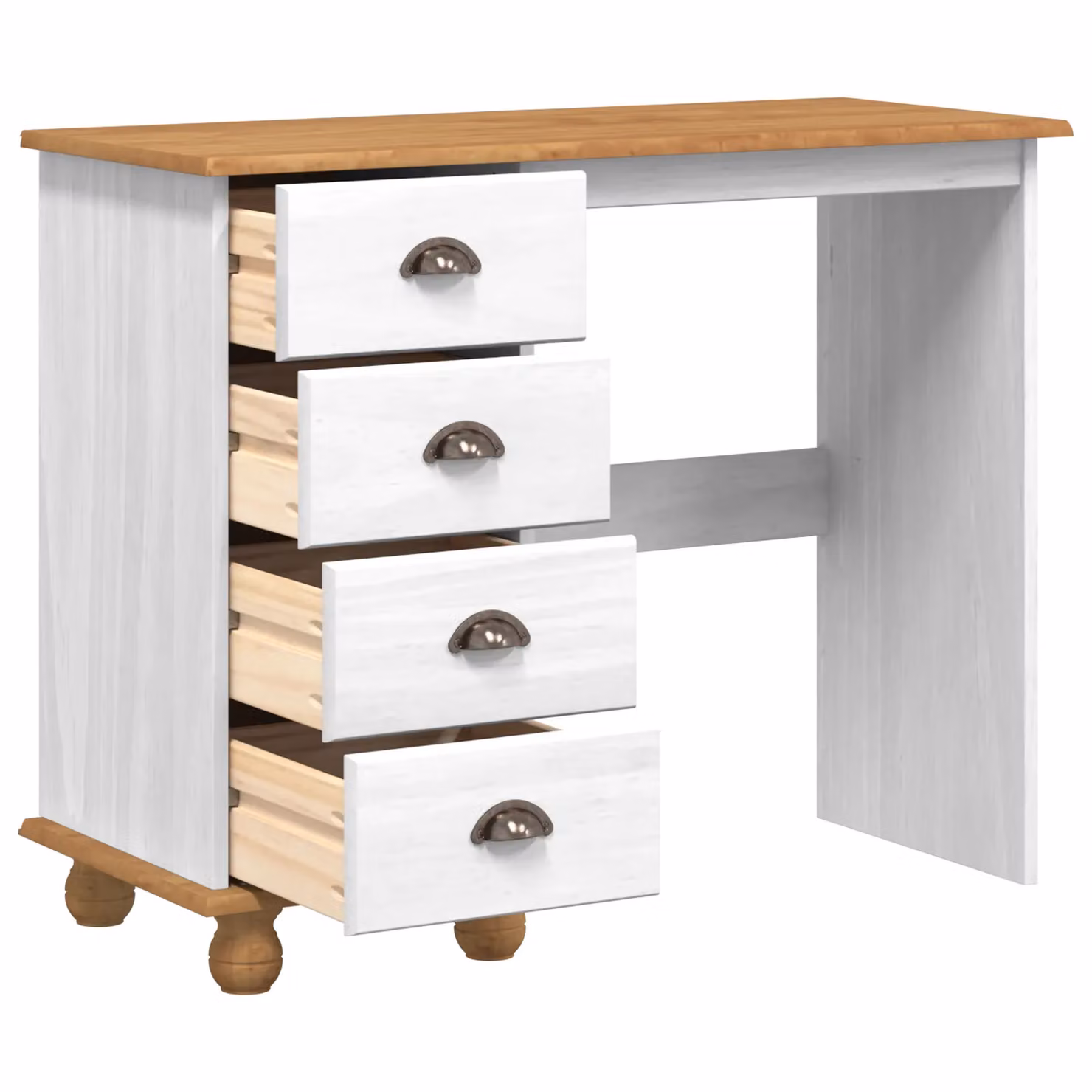 Berkfield ASKIM Home Office Writing Desk with Drawers in White Solid Pine, W/D/H: 95 x 40 x 75 cm – 2