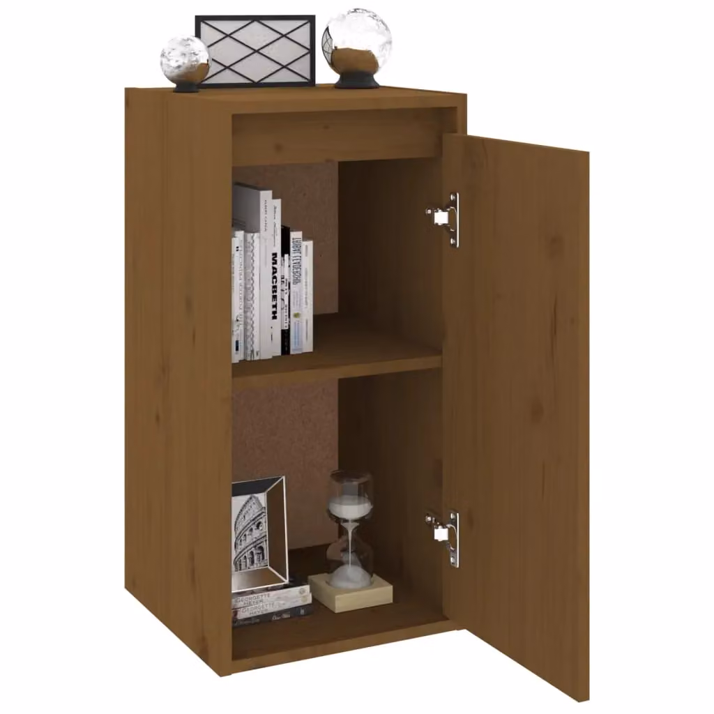 Berkfield Home Set of 2 Honey Brown Solid Wood Pine Wall Cabinets W/D/H: 30 x 30 x 60 cm – 3