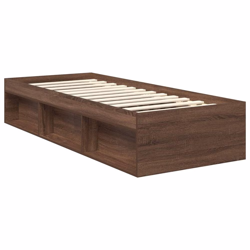 Berkfield Home Modern Bed Frame with Headboard in Brown Oak, Solid Pine and Engineered Wood, W: 75 cm, L: 190 cm – 3