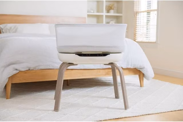 Graco Eluma Nest Bedside Crib in Luna White and Grey
