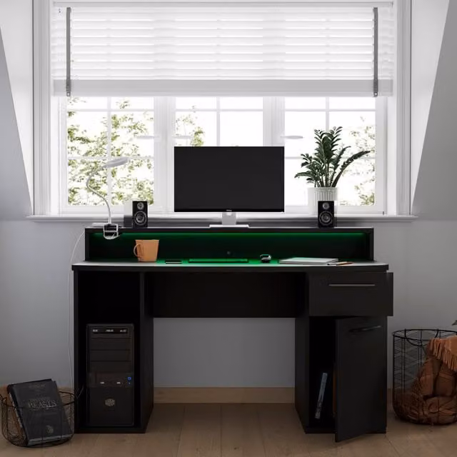 Rest Relax Warrior Compact Gaming Desk in Black