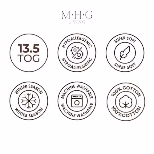 MHG Living 13.5 Tog Winter Single Duvet, White, W/H: 135 x 200 cm, Hypoallergenic Hollowfibre with 100% Cotton Cover – 5