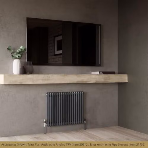 UK Radiators Alpha Anthracite 4 Column Traditional Cast-Iron Style Horizontal Radiator with Feet, W: 768 mm, H: 600 mm – 3