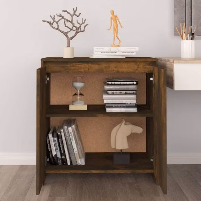 Berkfield Home Smoked Oak Sideboard in Brown, W/D/H: 70 x 41 x 75 cm
