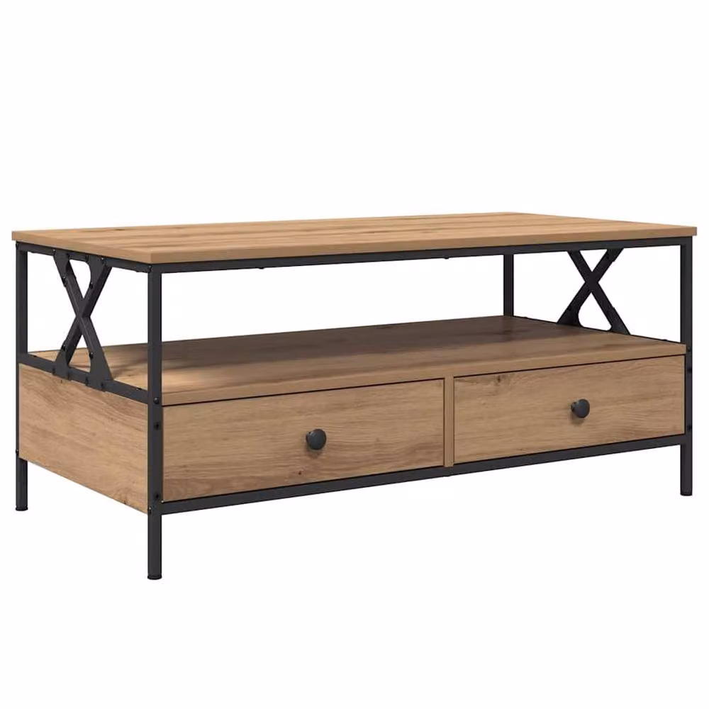 Berkfield Home Modern Rectangular Coffee Table in Artisan Oak Brown, W/D/H: 100 x 51 x 45 cm – 3