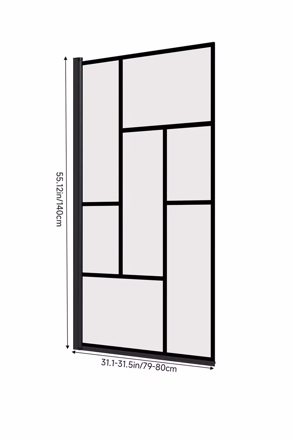 Living and Home 180 Degree Pivot Bath Shower Screen in Black with Clear Glass, W/H: 79.5 x 140 cm – 5