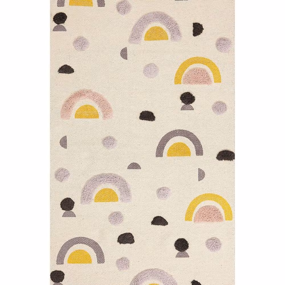 Wyld and Coco Rainbow Multicolour Kids Area Rug, Handwoven Cotton and Polyester, W: 80 cm, L: 150 cm